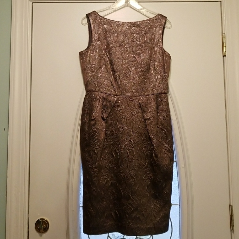 Brown shiny dress with design
